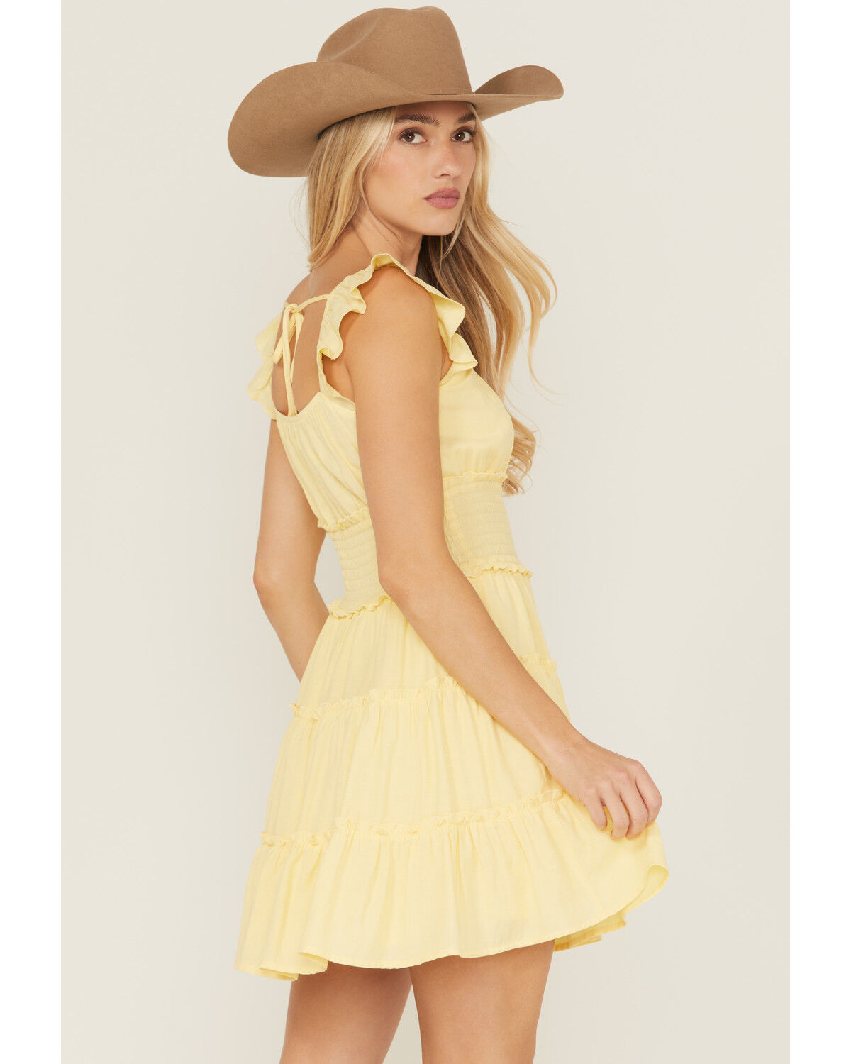 Image #4 - Ash & Violet Women's Smocked Waist Mini Dress, Yellow, hi-res