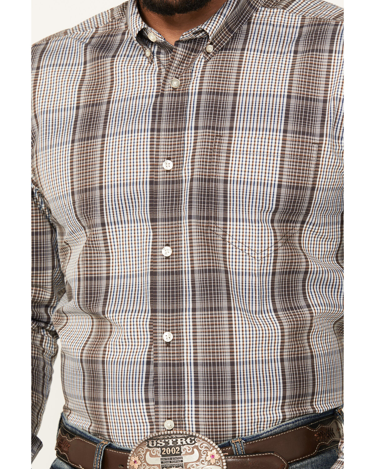 Image #3 - Cody James Men's Fiesta Plaid Print Long Sleeve Button-Down Western Shirt, White, hi-res