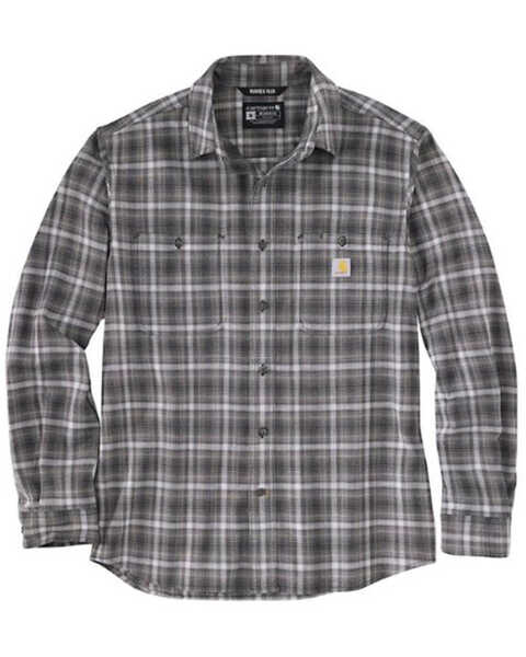 Image #1 - Carhartt Men's Relaxed Fit Lightweight Plaid Print Long Sleeve Button-Down Work Shirt, Black, hi-res