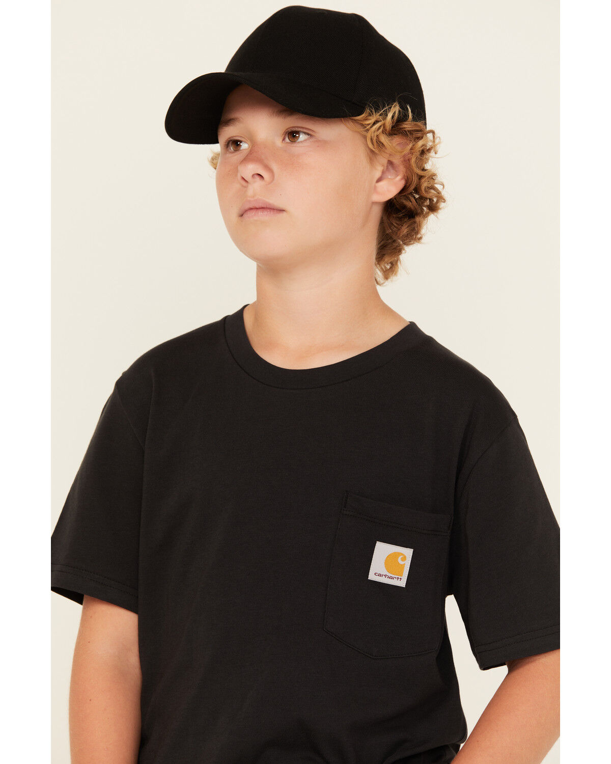 Image #2 - Carhartt Boys' Solid Short Sleeve Pocket T-Shirt, Black, hi-res