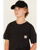 Image #2 - Carhartt Boys' Solid Short Sleeve Pocket T-Shirt, Black, hi-res