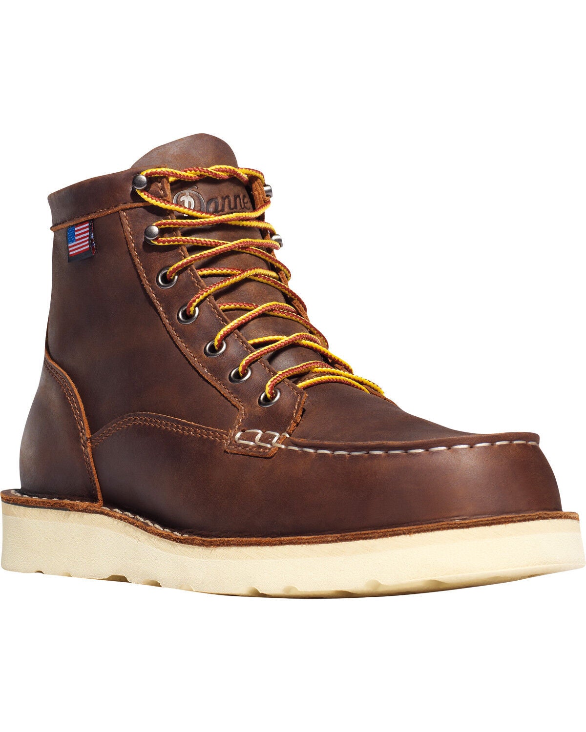 Danner Men's 6" Bull Run Moc Toe Work Boots - Steel Toe, Brown, hi-res
