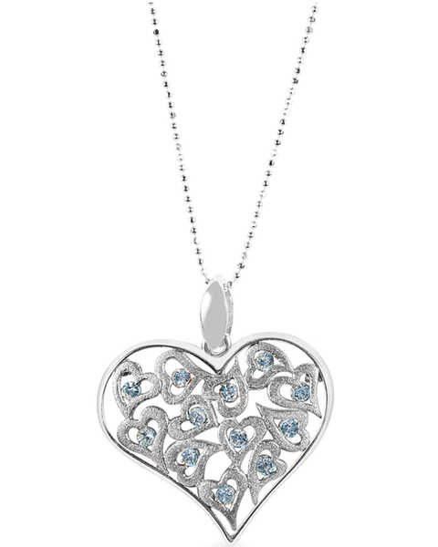 Kelly Herd Women's Multi-Heart Silver Pendant Necklace , No Color, hi-res