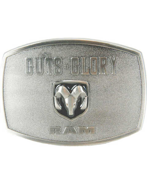 Image #1 - Western Express Men's New Guts Flory Ram Belt Buckle , Silver, hi-res
