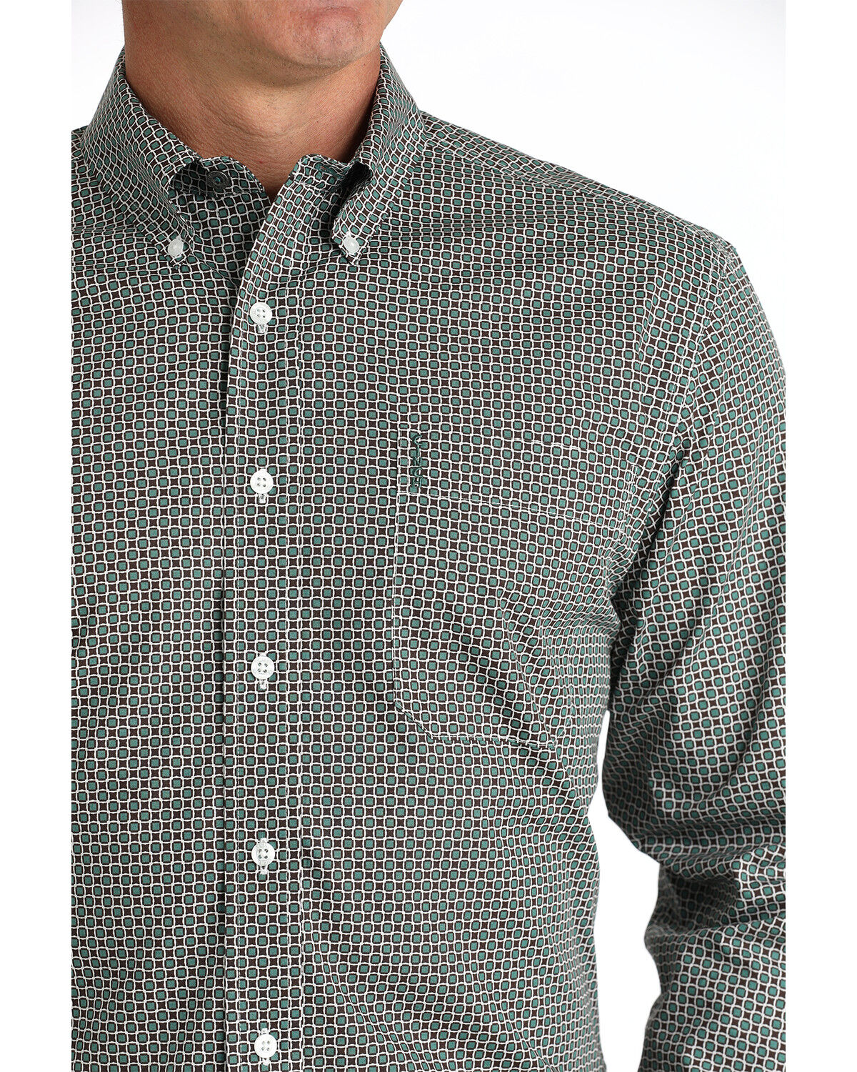 Image #2 - Cinch Men's Geo Print Long Sleeve Button-Down Western Shirt, Teal, hi-res