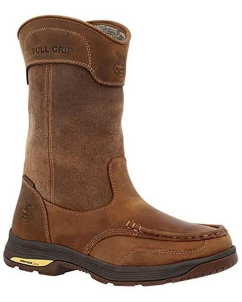 Georgia Boot Men's Athens Superlyte Waterproof Wellington Pull On Western Boots - Alloy Toe, Brown, hi-res