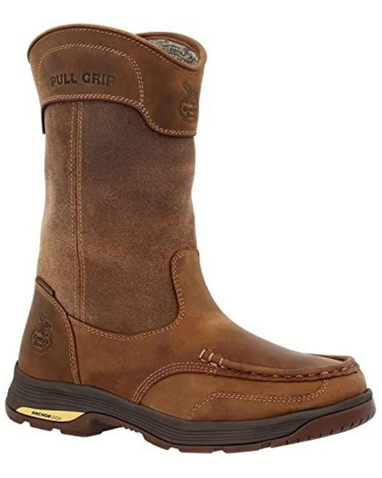 Georgia Boot Men's Athens Superlyte Waterproof Wellington Pull-On Western Boots - Alloy Toe, Brown, hi-res