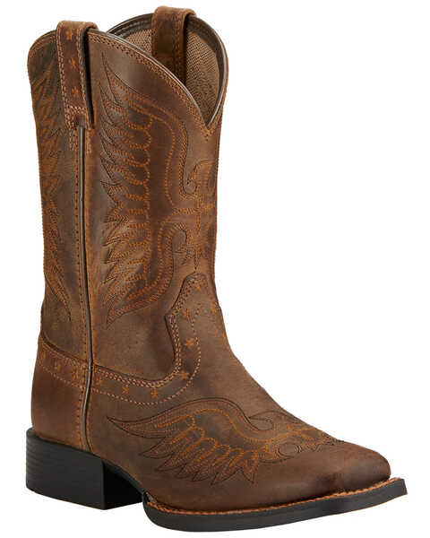 Ariat Youth Boys' Honor Cowboy Boots - Square Toe , Distressed, hi-res