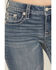 Image #4 - Miss Me Women's Medium Wash Mid Rise Floral Fleur de Lis Pocket Bootcut Stretch Denim Jeans, Medium Wash, hi-res