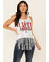 Shyanne Women's I Love America Graphic Fringe Hem Tank Top , White, hi-res