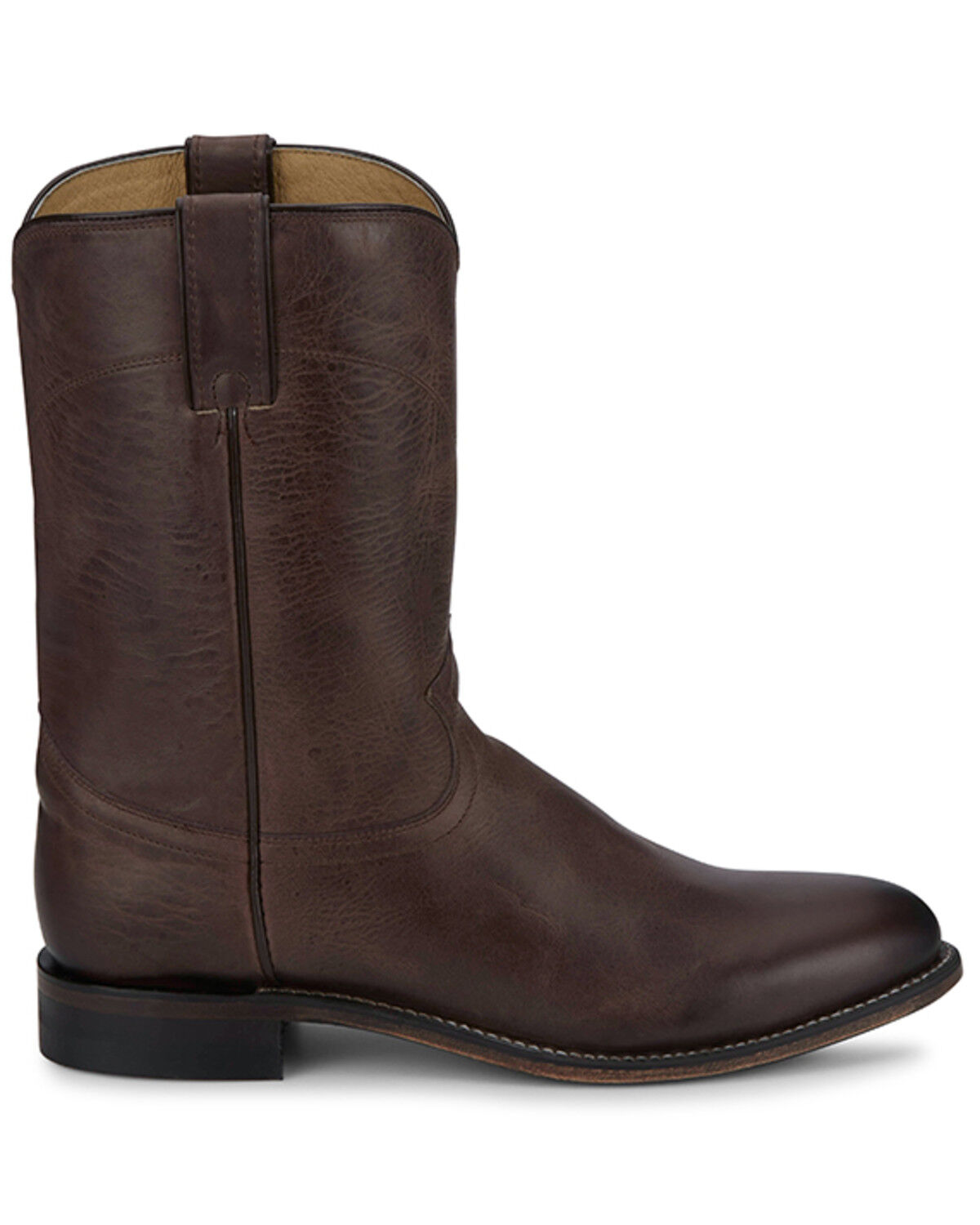 Image #2 - Justin Men's 10" Ted Roper Western Boots - Round Toe, Dark Brown, hi-res