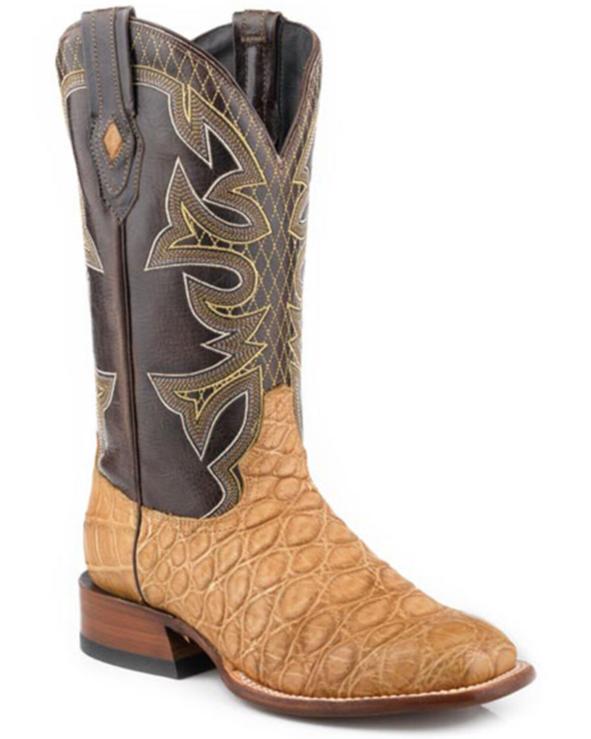 Image #1 - Stetson Men's Exotic Alligator Western Boots - Broad Square Toe, Brown, hi-res