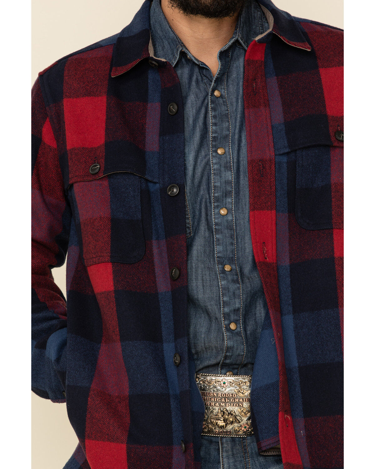 Image #4 - Pendleton Men's Navy Heston Button-Front Wool Shirt Jacket, , hi-res