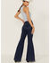 Image #3 - Shyanne Women's Mr. Flare Retro Stripe Flare Jeans, Dark Wash, hi-res