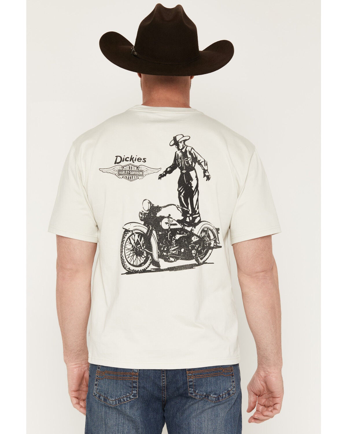 Dickies X Harley Davidson Men's Cowboy Short Sleeve Graphic Tee, Cream, hi-res