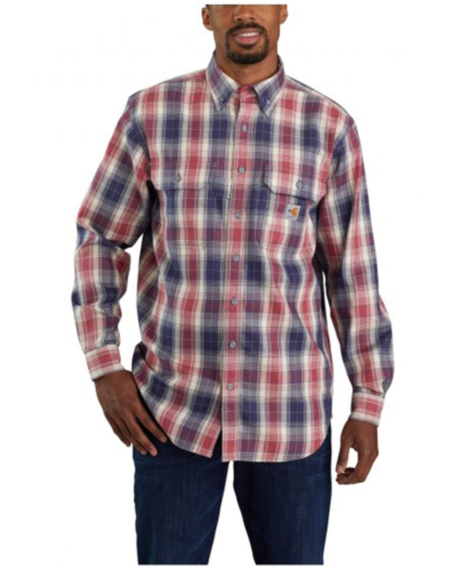 Red carhartt sales long sleeve shirt