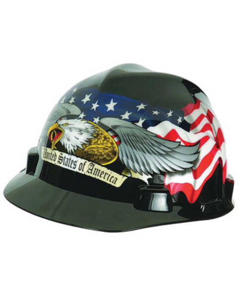 MSA Men's American Eagle Flag Cap Style Work Hard Hat , No Color, hi-res
