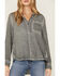 Velvet Heart Women's Elisa Washed Out Button-Up Long Sleeve Shirt, Charcoal, hi-res
