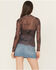 Image #4 - Blue B Women's Cowboy Conversation Print Long Sleeve Mesh Shirt, Brown, hi-res