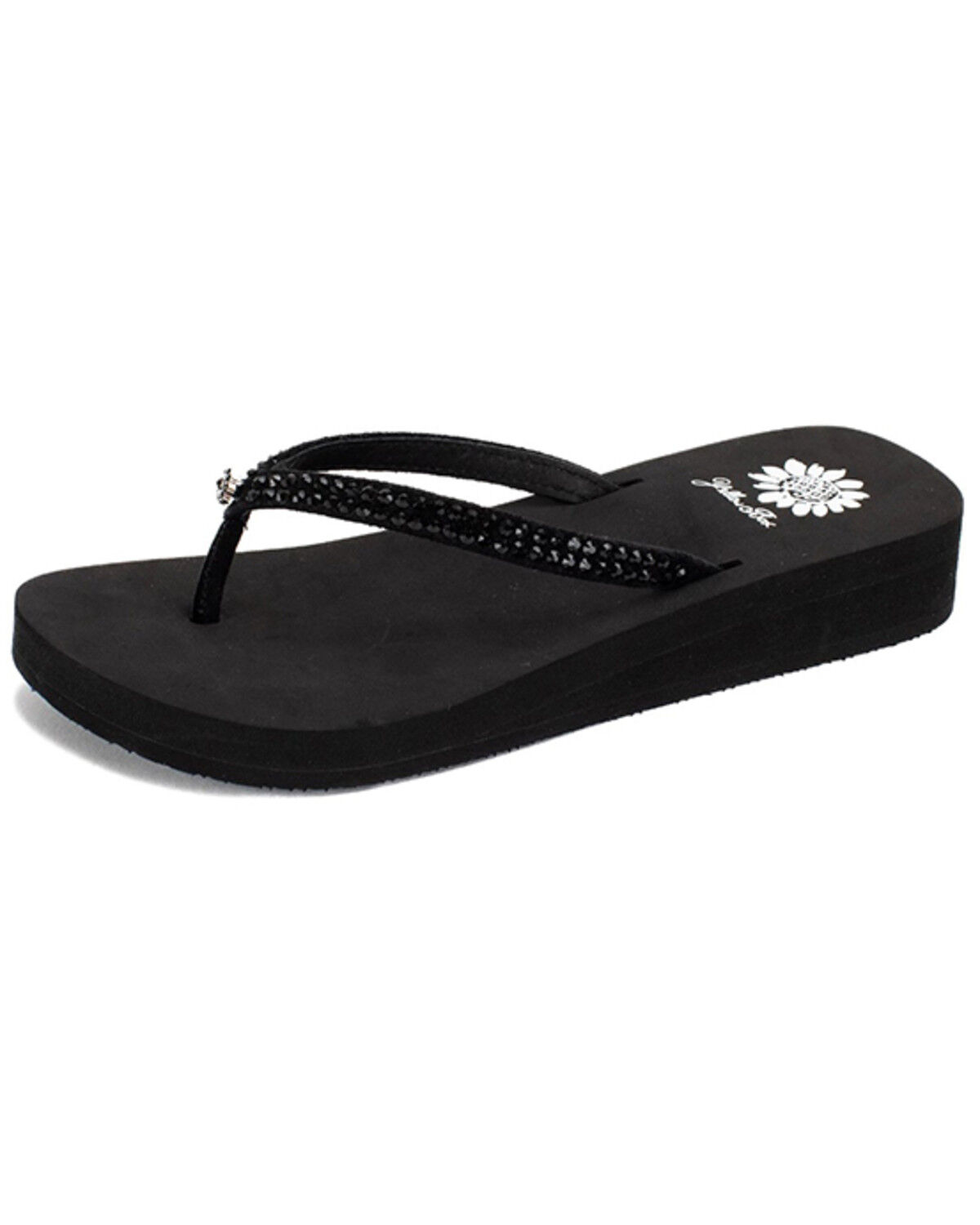Image #1 - Yellow Box Women's Jello Rhinestone Sandals, Black, hi-res