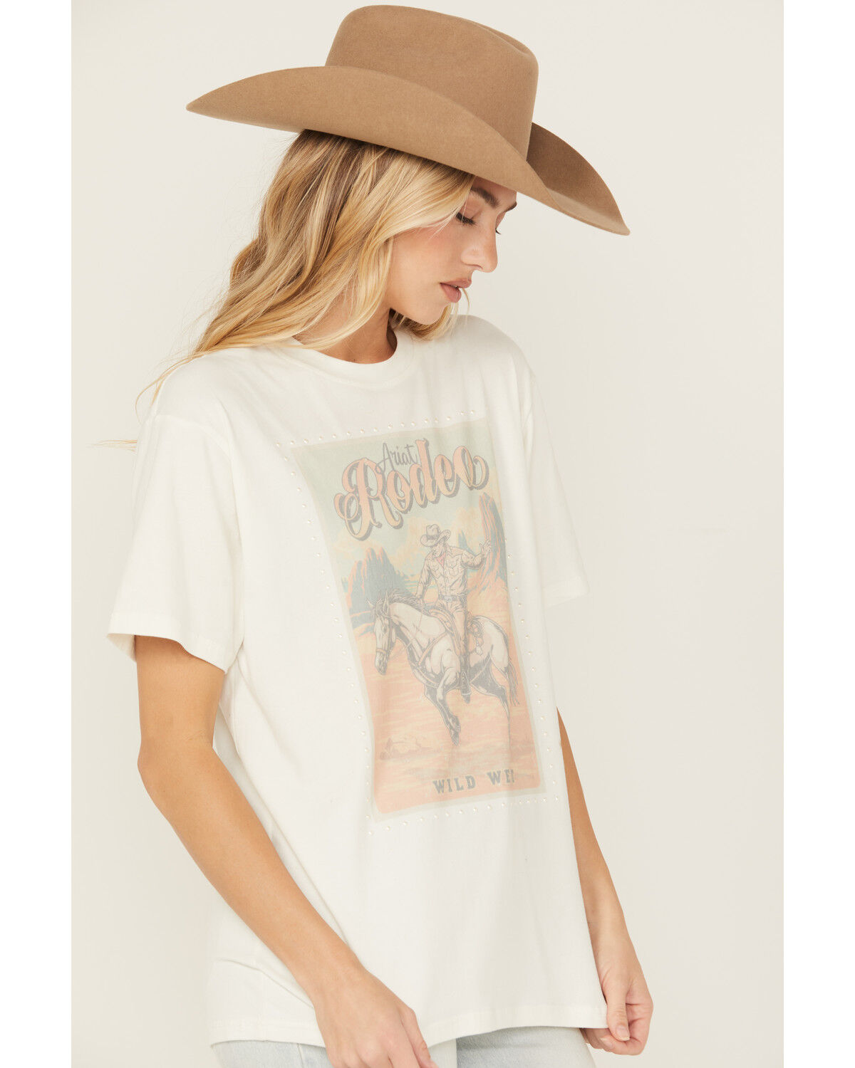 Image #2 - Ariat Women's Rodeo Pearl Short Sleeve Graphic Tee, White, hi-res
