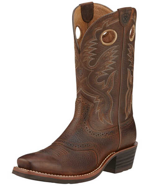 Image #2 - Ariat Men's Heritage Roughstock Western Performance Boots - Square Toe, Brown Oiled Rowdy, hi-res