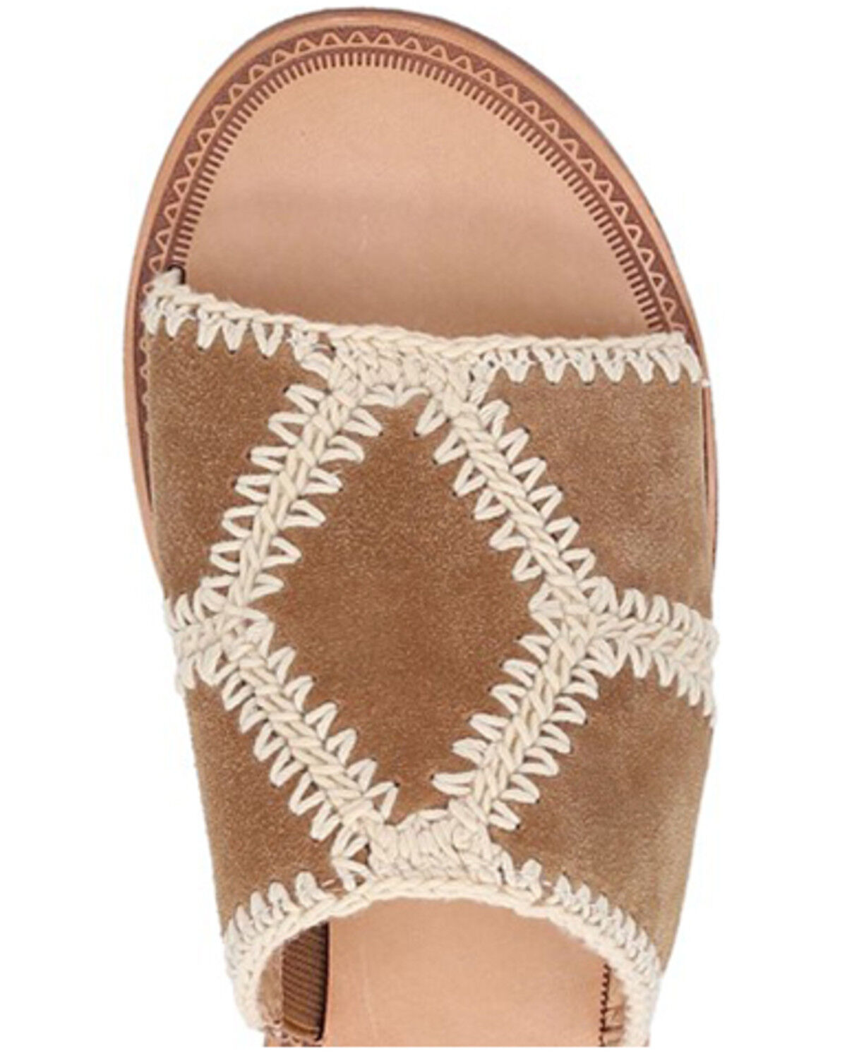 Image #6 - Frye Women's Ava Crochet Slide Sandals, Brown, hi-res