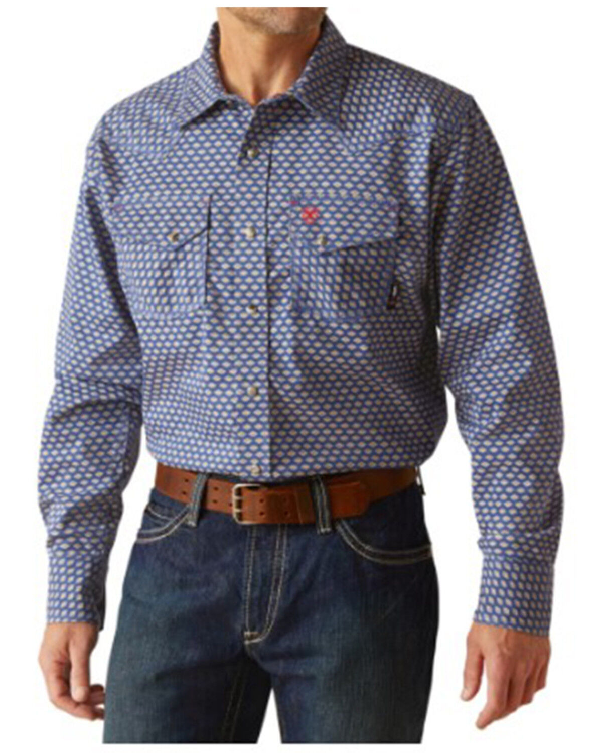 Image #1 - Ariat Men's FR Marauder Long Sleeve Snap Work Shirt, Indigo, hi-res