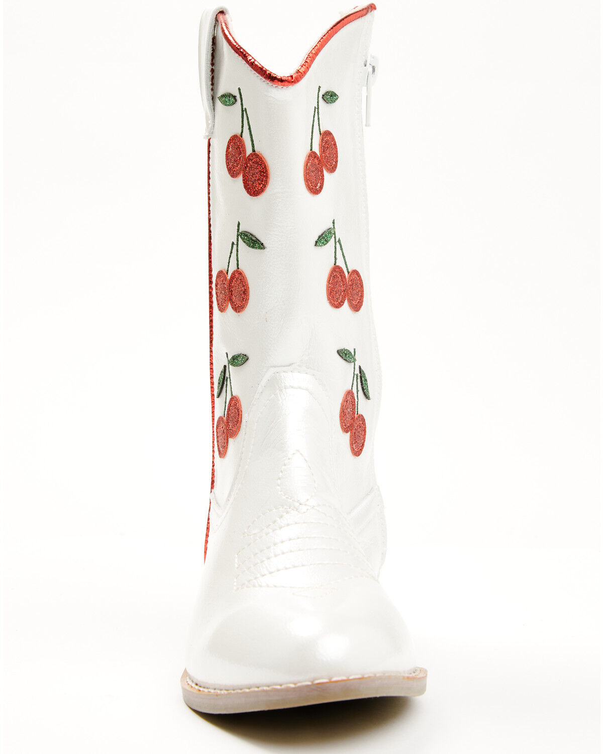 Image #4 - Wild + Rae Girls' Cherry Western Boots - Round Toe, White, hi-res