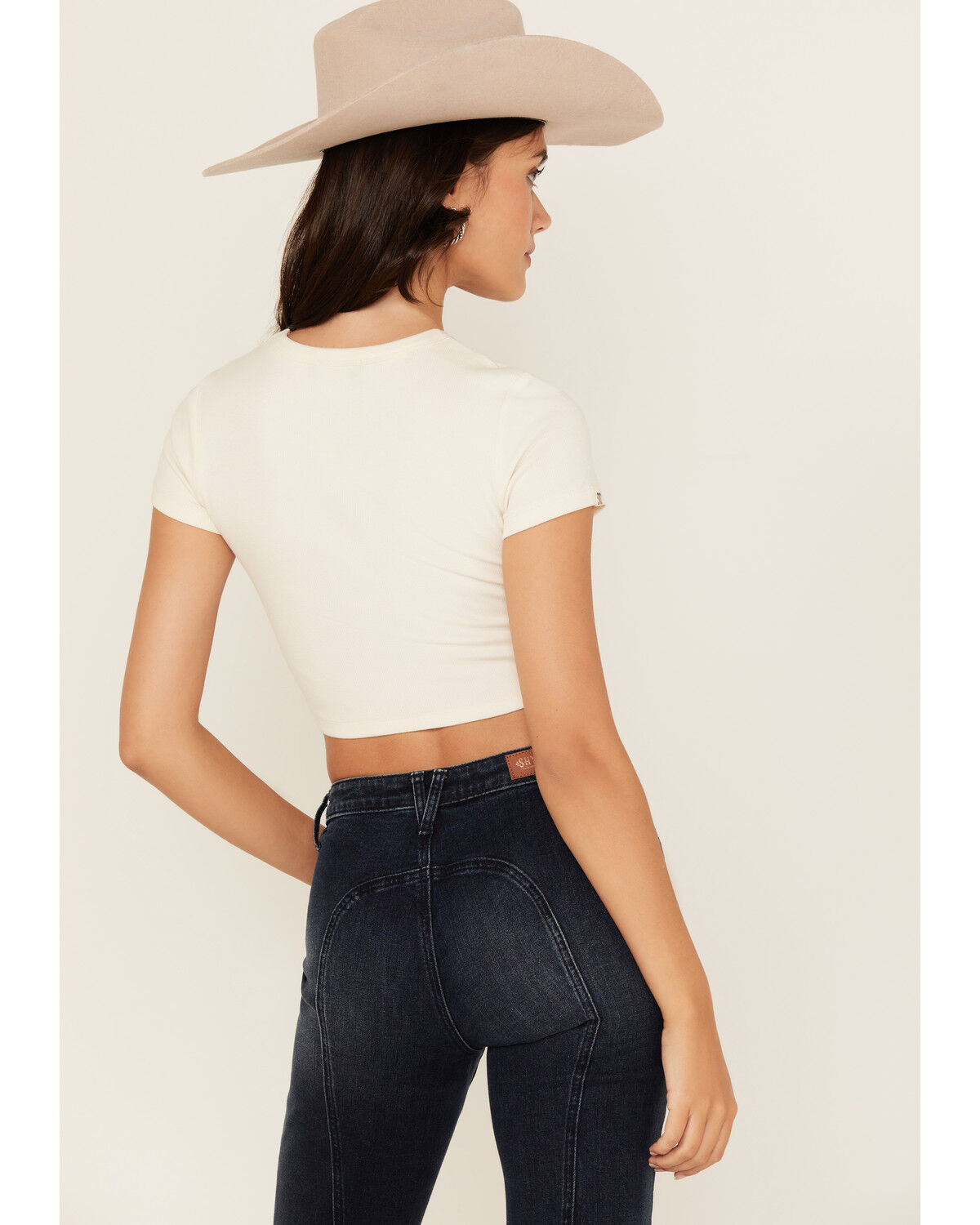 Image #4 - Miss Me Women's Angel Short Sleeve Cropped Graphic Tee, White, hi-res
