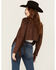 Image #4 - Shyanne Women's Open Front Faux Suede Fringe Jacket , Dark Brown, hi-res