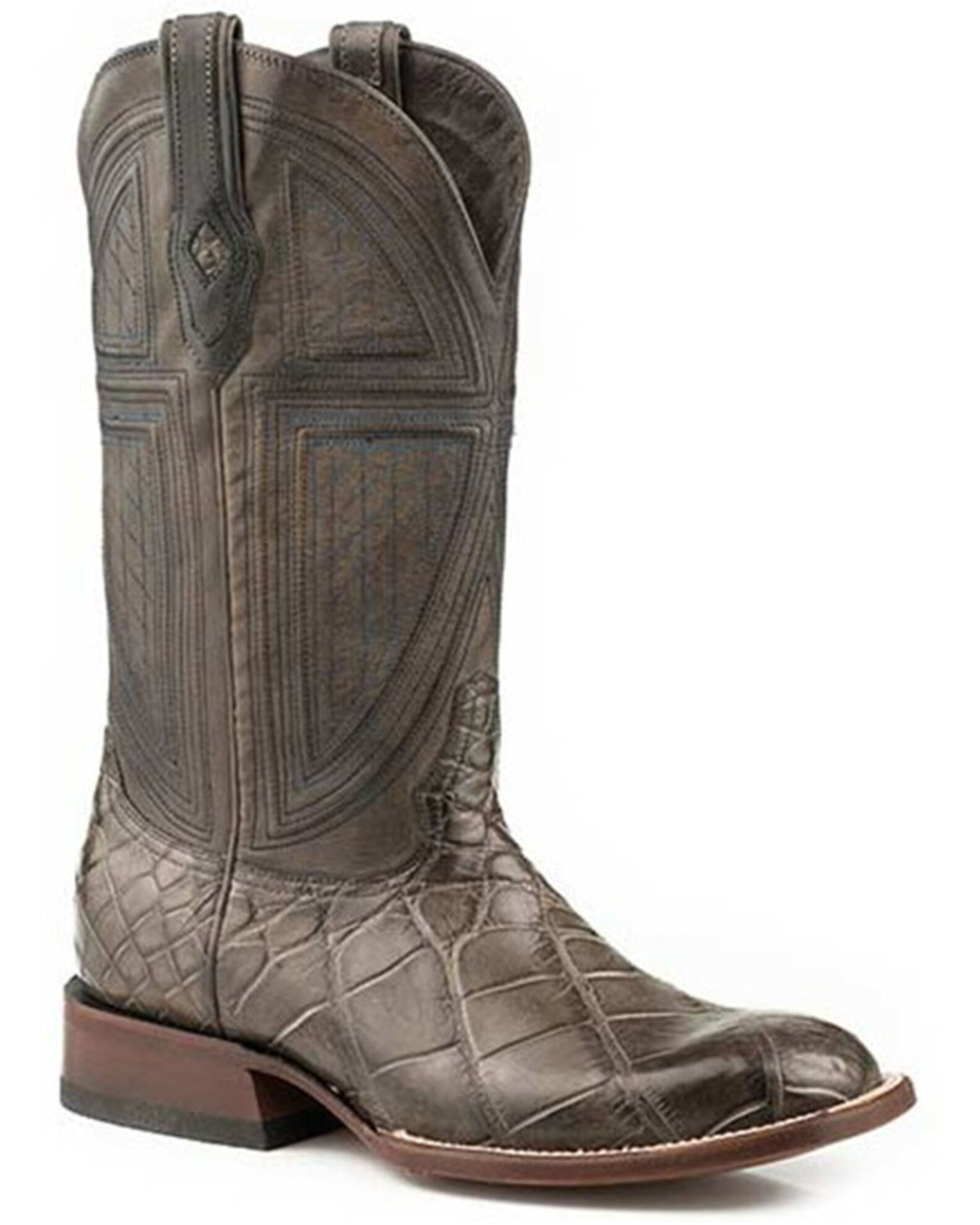 Stetson Men s Grator Alligator Vamp Exotic Western Boots Square