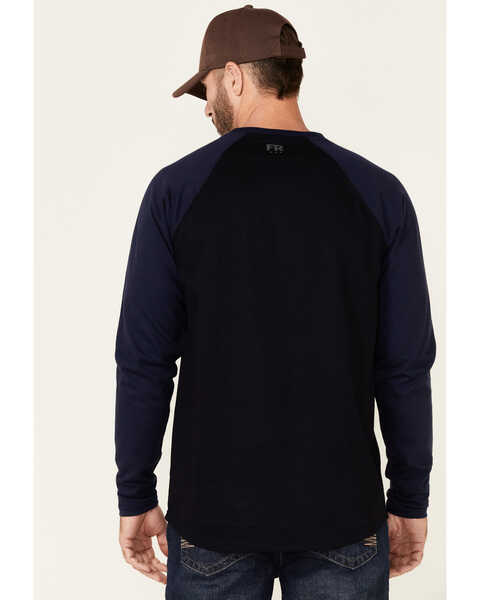 Image #4 - Cody James Men's FR Blocked Baseball Long Sleeve Work Shirt, Navy, hi-res