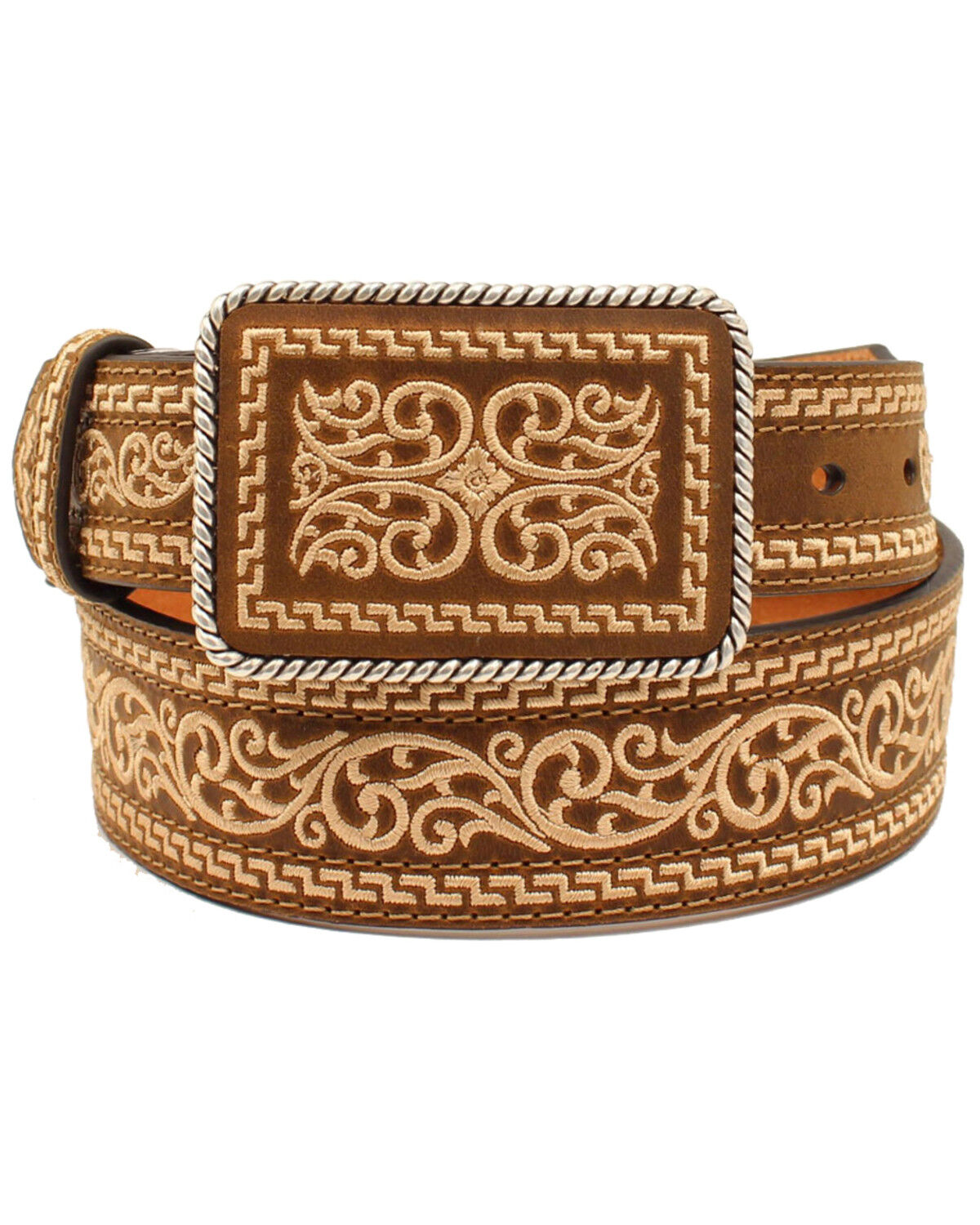 Image #1 - Nocona Men's Tapered Plate Western Belt, Brown, hi-res