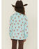 Image #4 - Panhandle Girls' Horse And Heart Print Long Sleeve Snap Western Shirt, Blue, hi-res