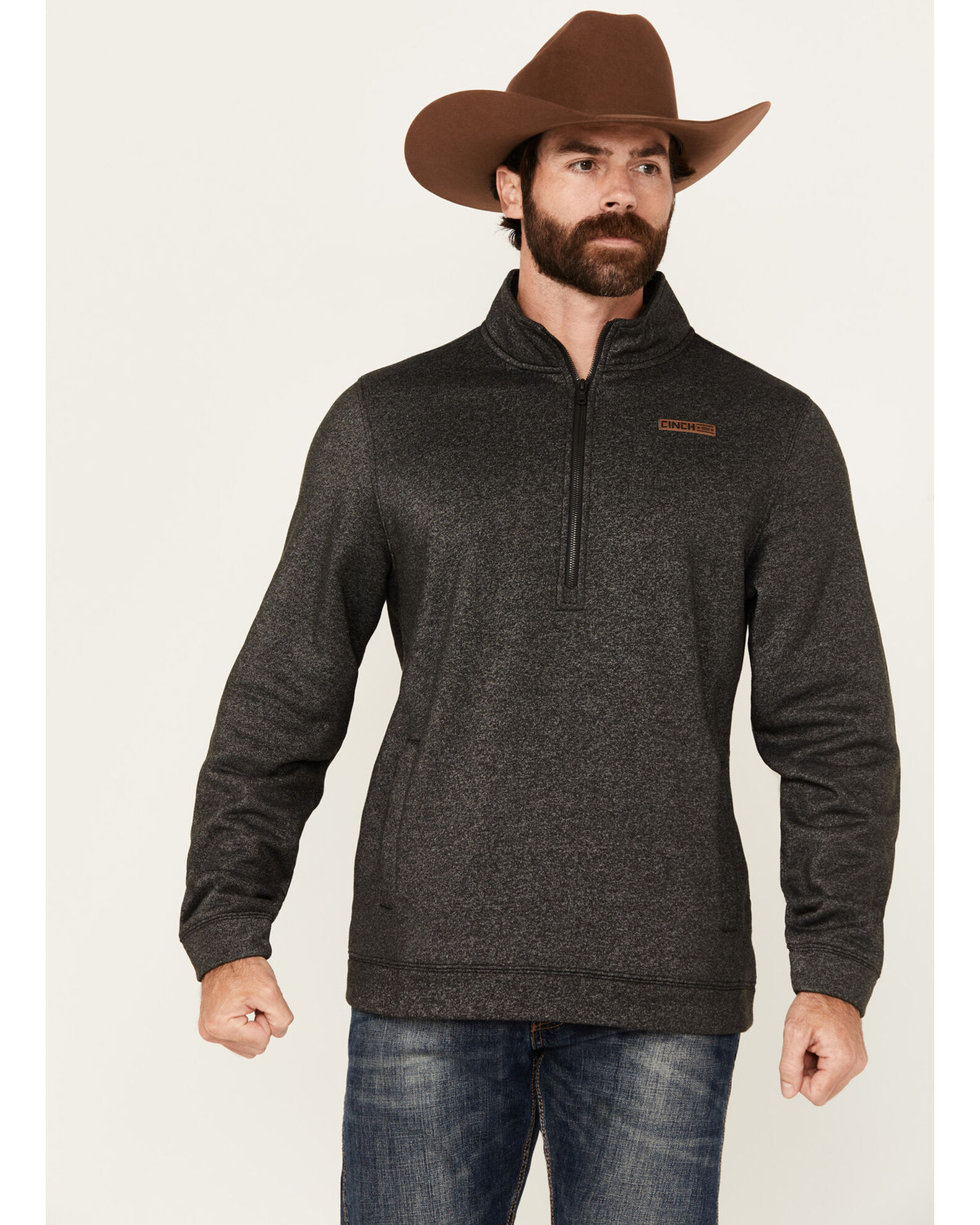 Product Name: Cinch Men's Solid Quarter Zip Long Sleeve Pullover