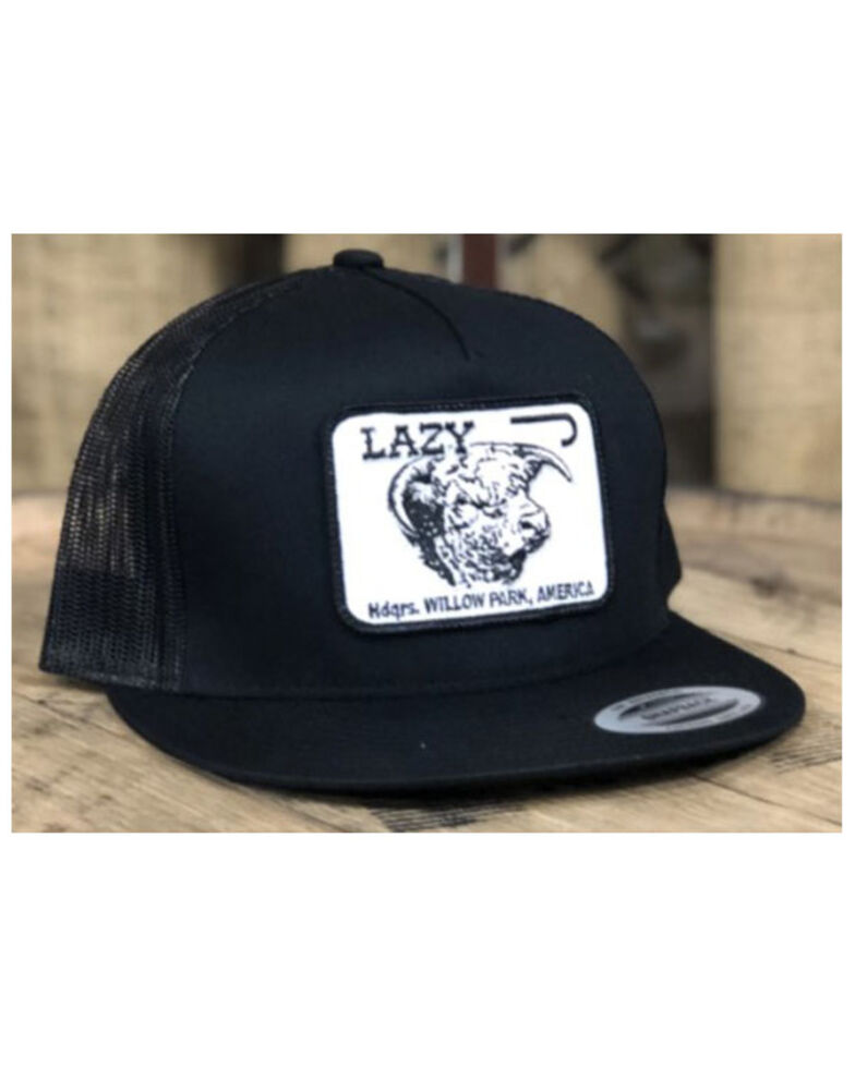 Lazy J Ranch Men's Black Willow Cattle Headquarters Logo Patch Mesh-Back Ball Cap, Black, hi-res