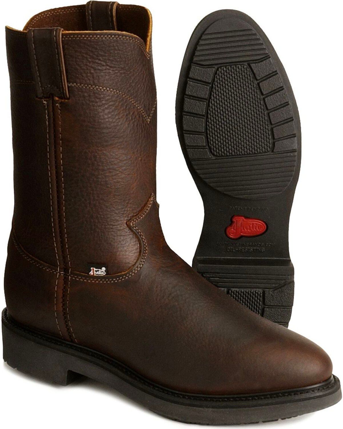 Image #2 - Justin Men's Conductor Electrical Hazard Pull-On Work Boots - Steel Toe, , hi-res
