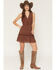 Image #3 - Shyanne Women's Embroidered Smocked Waist Mini Dress, Chocolate, hi-res