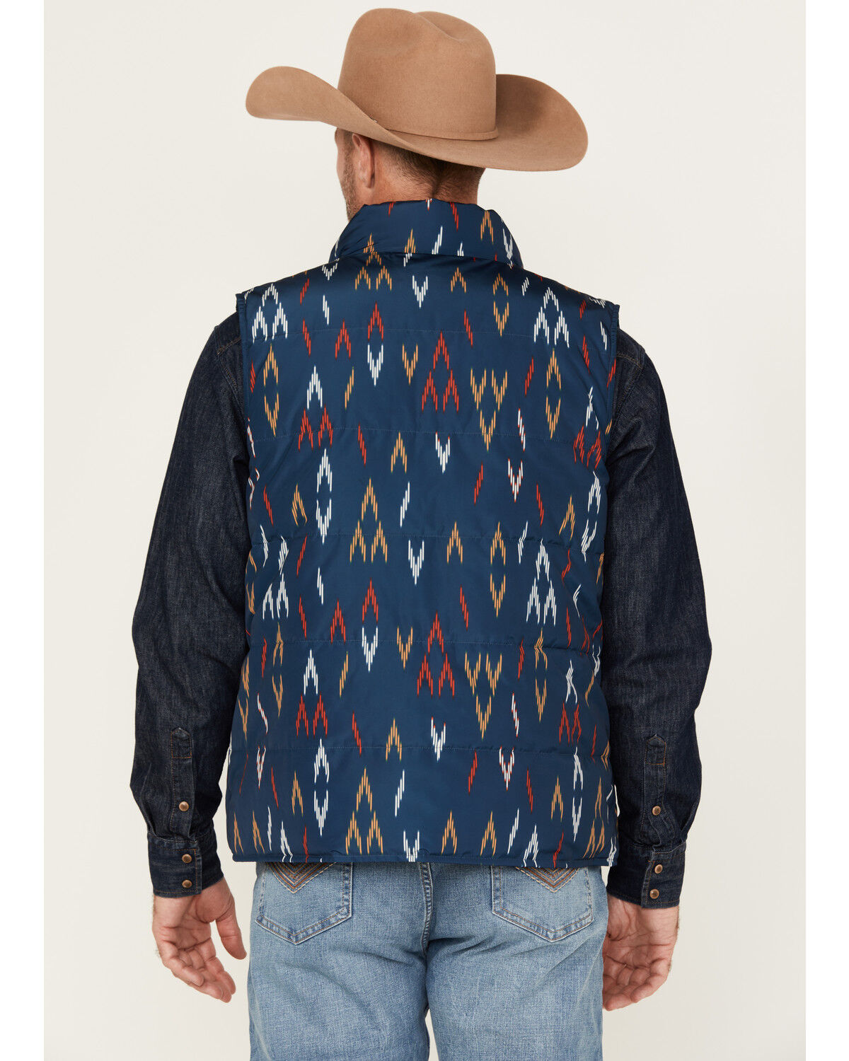 Image #4 - RANK 45® Men's Men's Spaced Geo Print Reversible Puffer Vest, Dark Teal, hi-res