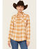 Image #1 - Wrangler Retro Women's Plaid Print Long Sleeve Pearl Snap Flannel Shirt, Yellow, hi-res