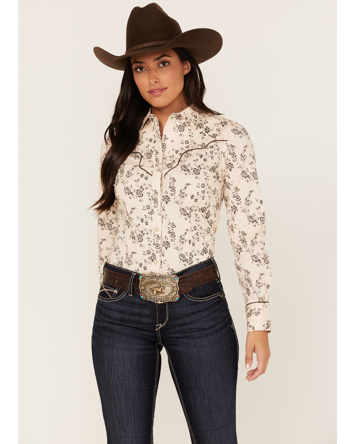 49-4478 Rock and Roll Cowgirl Women's Peach Lace Sleeveless Top 