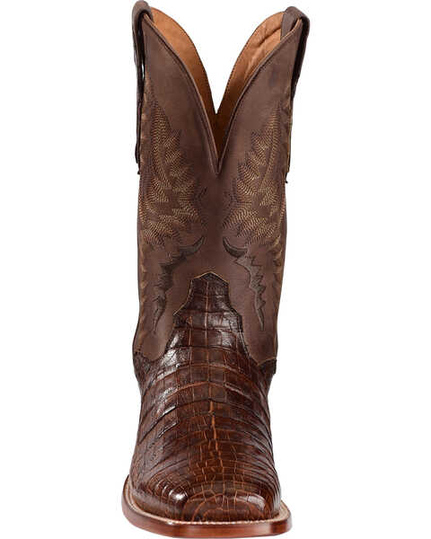 Image #4 - El Dorado Men's Handmade Caiman Belly Stockman Boots - Broad Square Toe, Bronze, hi-res