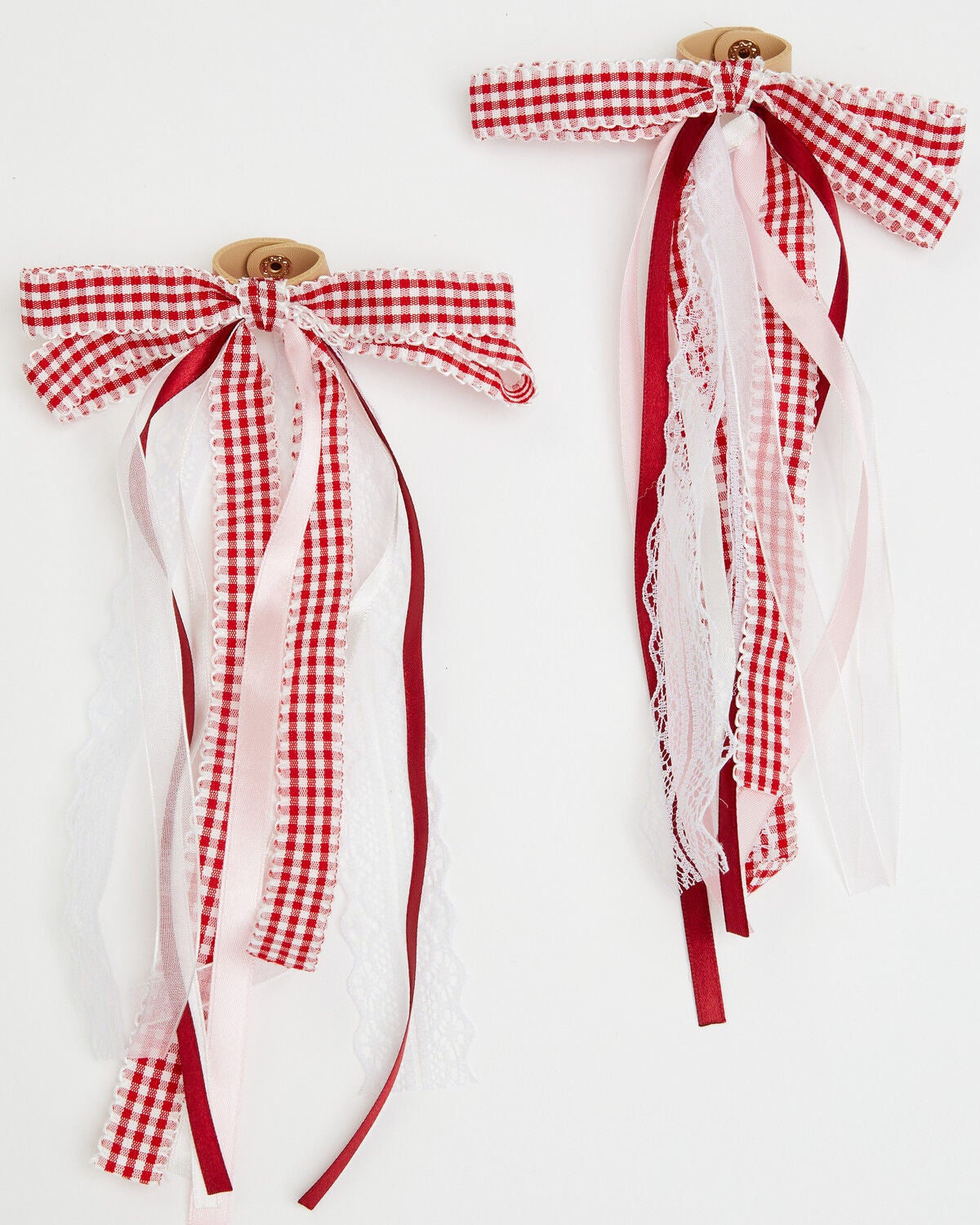 Image #1 - Shyanne Women's Gingham Lace Boot Bows - 2 Piece, Red, hi-res