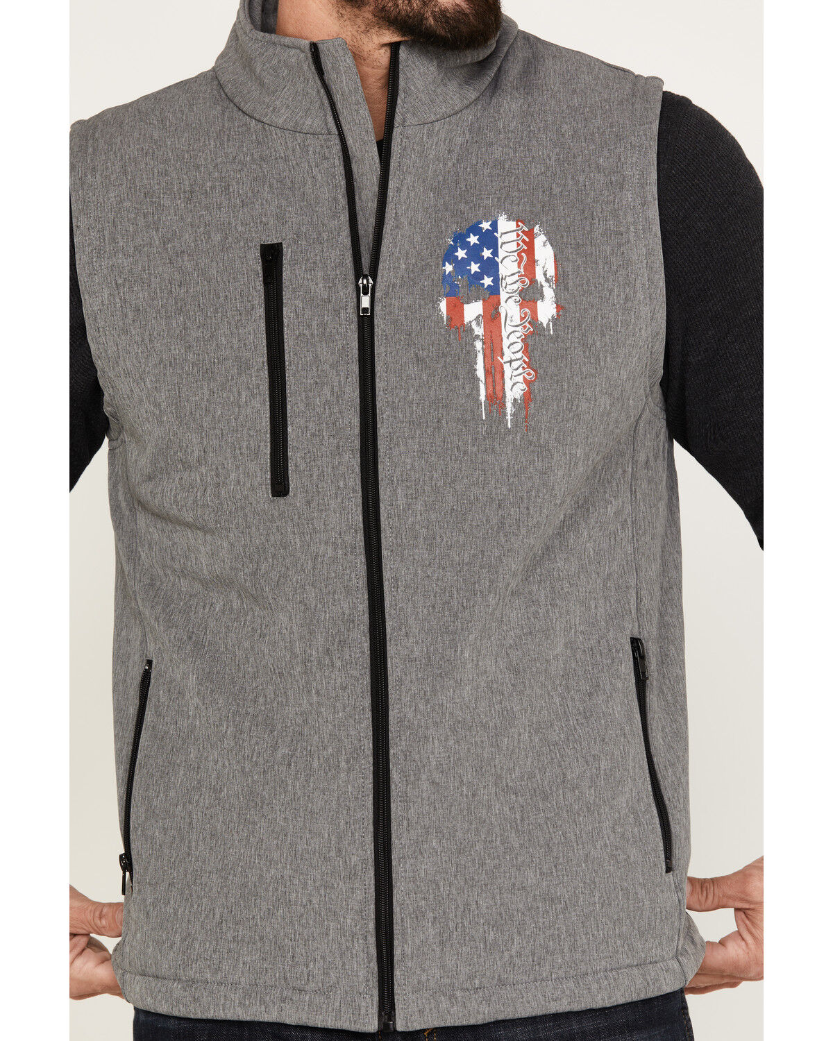 Image #3 - Howitzer Men's Skull Bonded Vest, Charcoal, hi-res