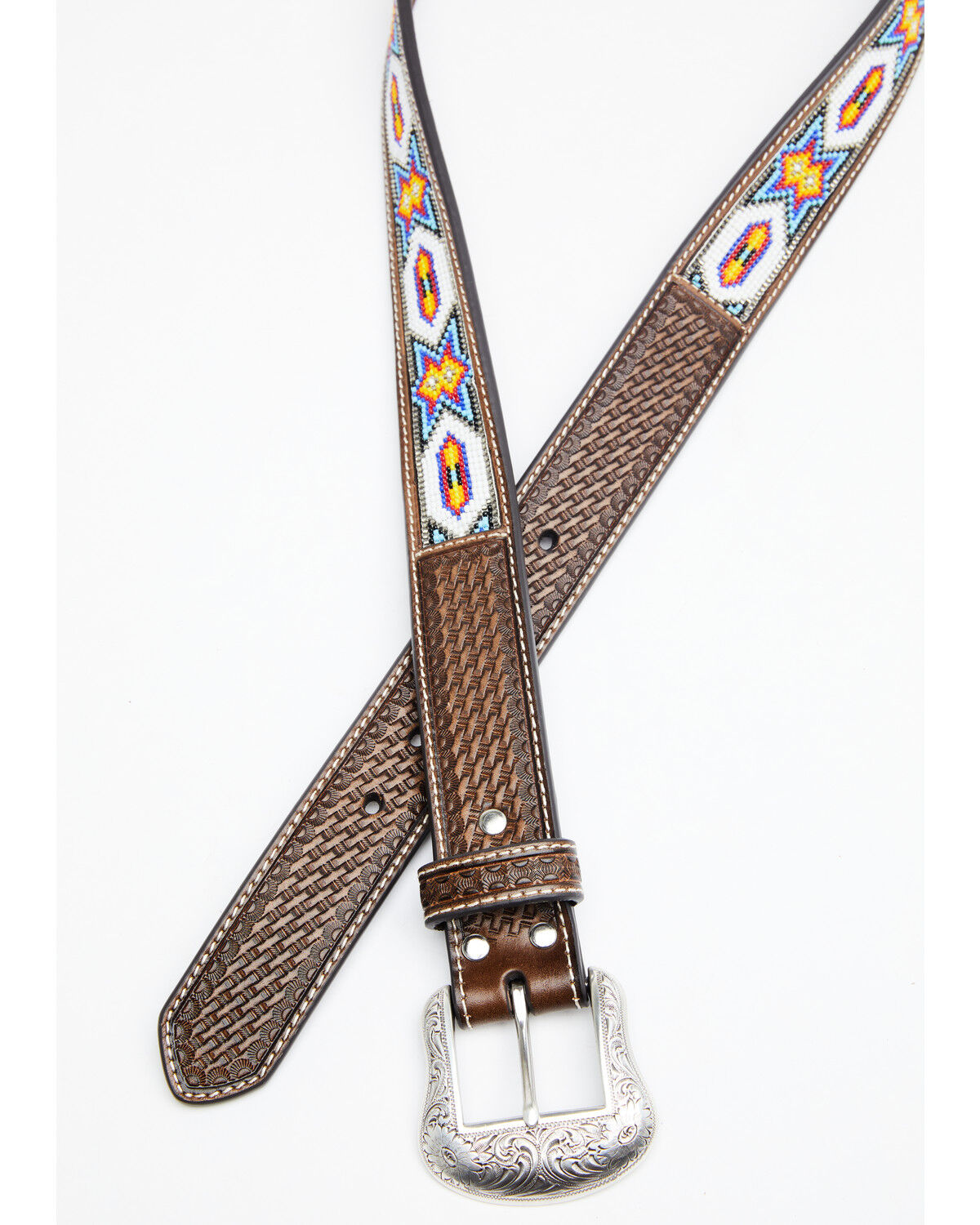 Nocona beaded inlay leather belt clearance