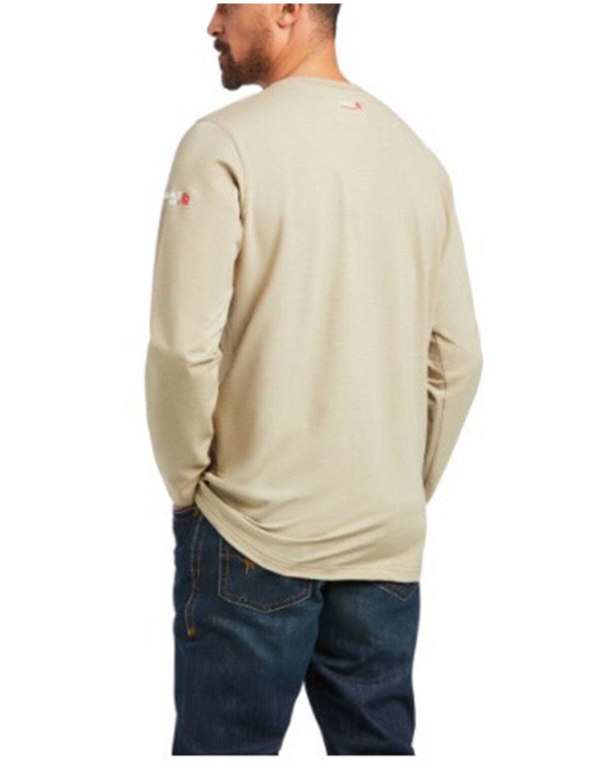 Image #2 - Ariat Men's FR Base Layer Long Sleeve Work T-Shirt - Big, Beige/khaki, hi-res