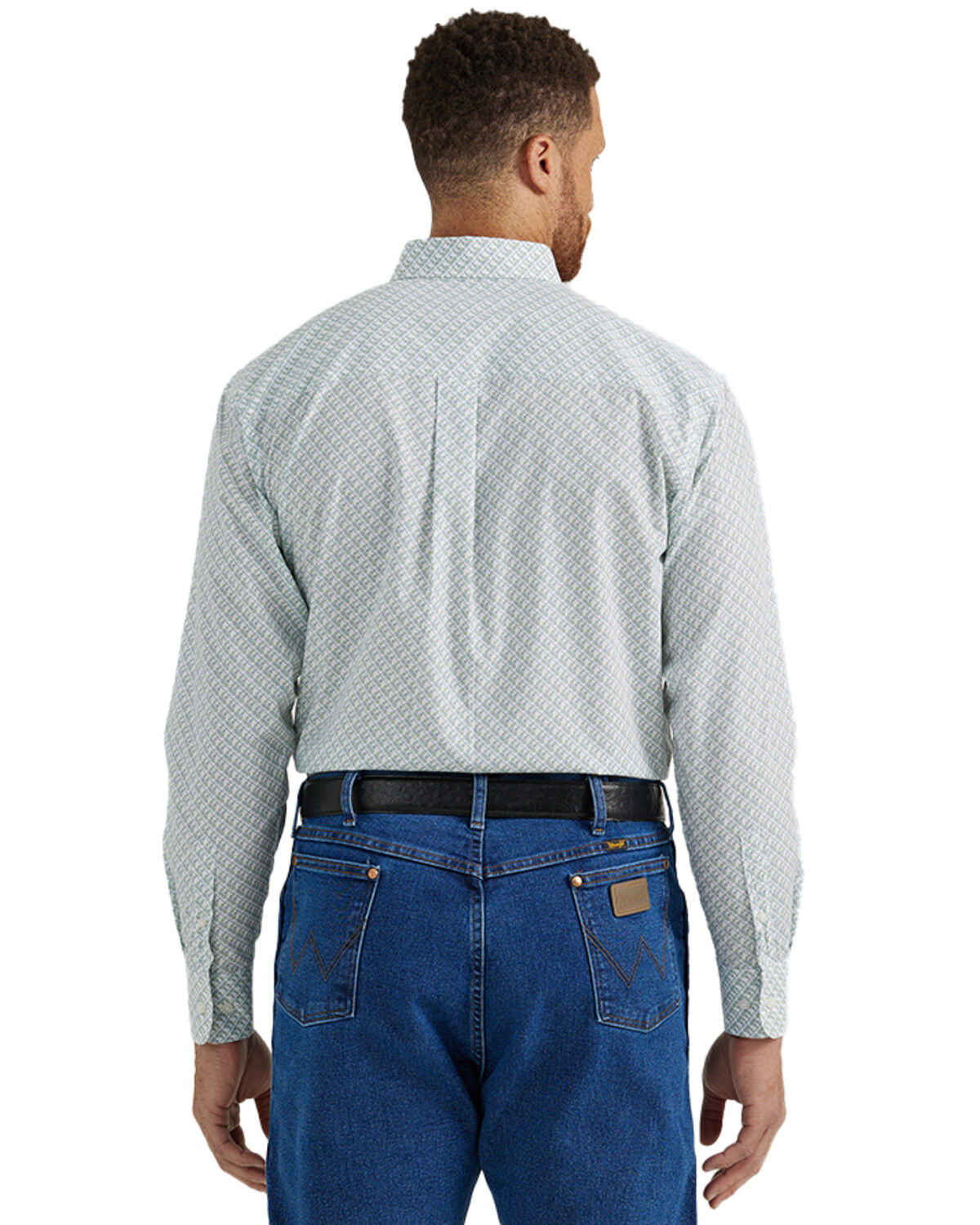 Image #2 - Wrangler Men's Classic Print Long Sleeve Button-Down Western Shirt - Tall, White, hi-res