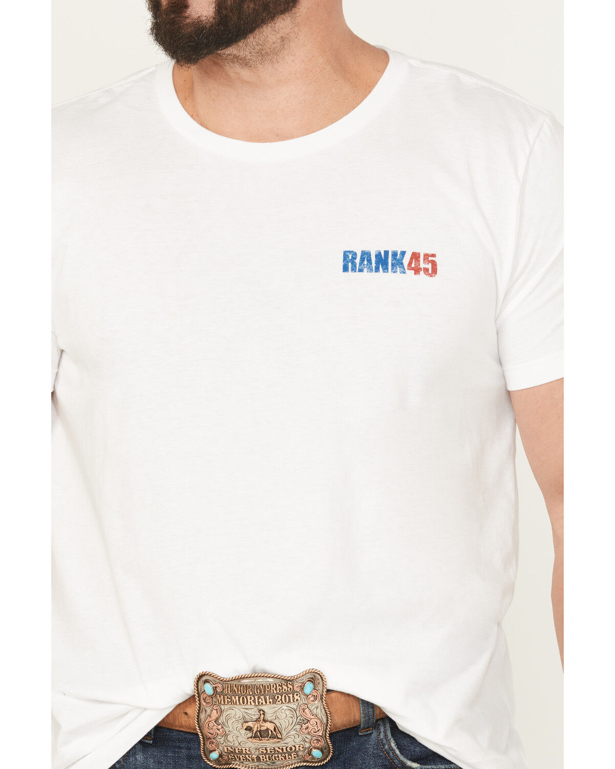 Image #3 - RANK 45® Men's Red 45 Short Sleeve Graphic T-Shirt, White, hi-res