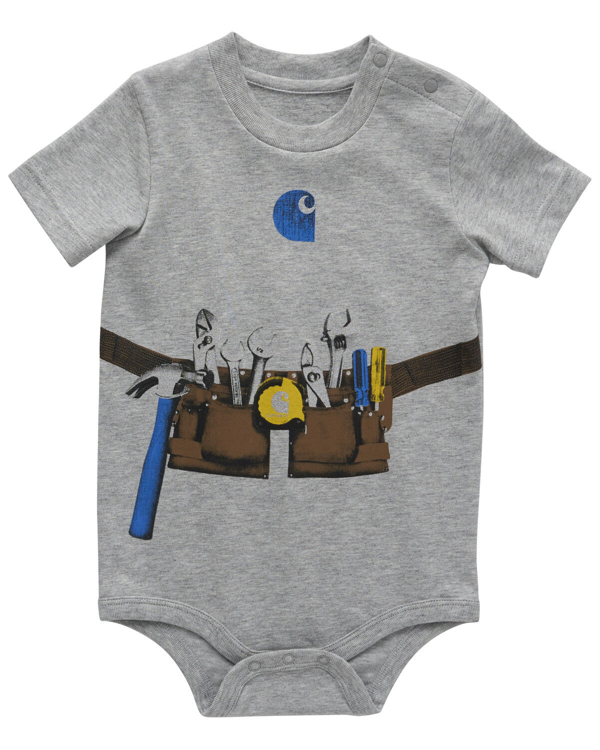 Image #1 - Carhartt Infant Boys' Short Sleeve Toolbelt Onesie, Heather Grey, hi-res